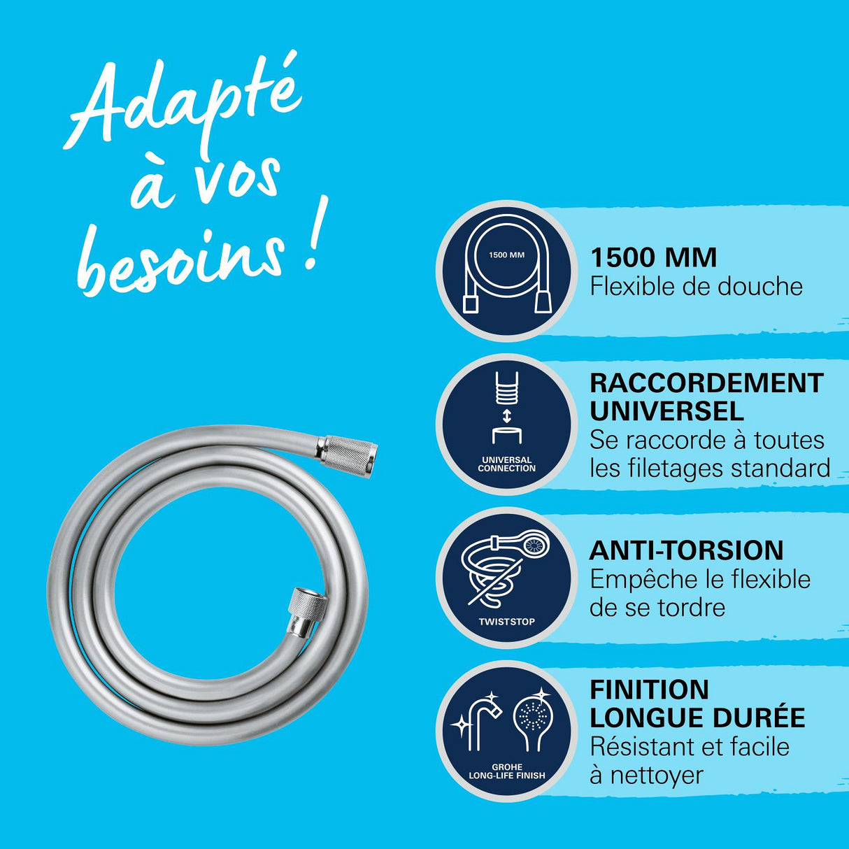 GROHE Flexible de douche 1,5m VitalioFlex Trend 28741002