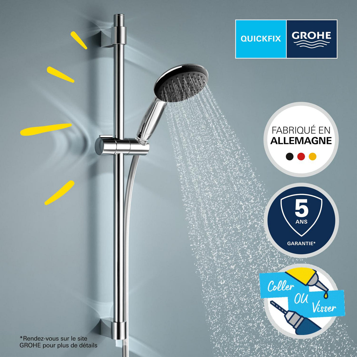 GROHE Ensemble de douche 2jets avec barre Vitalio Start 110 27948001