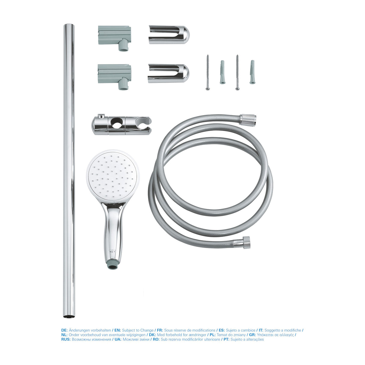 GROHE Set de salle de bain avec barre de douche, flexible et douchette, mitigeur douche et mitigeur lavabo Eurosmart 123576