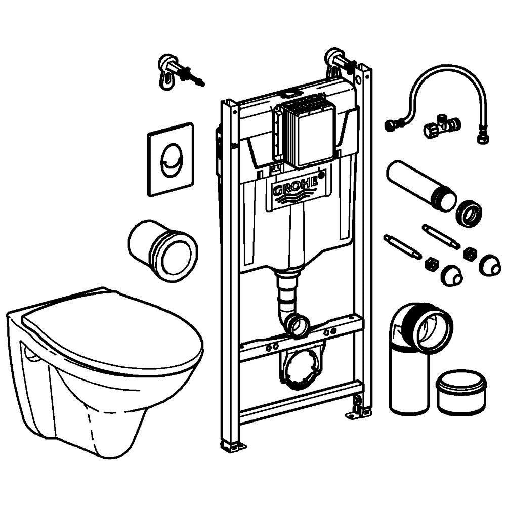 GROHE Solido Pack Bâti-support, cuvette et abattant softclose, plaque Skate Air blanc alpin 39116000