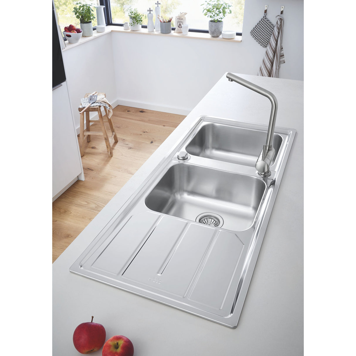 GROHE K500 Evier à encastrer 2 bacs en acier inoxydable 116cm x 50cm