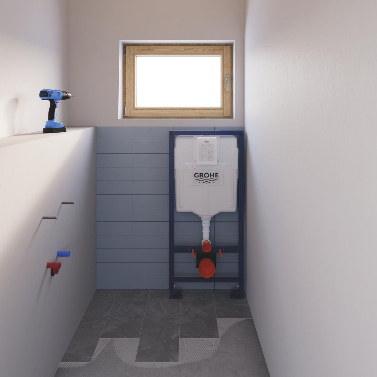 GROHE Pack bâti-support WC Solido Rapid SL avec habillage prêt à carreler et plaque de commande Even