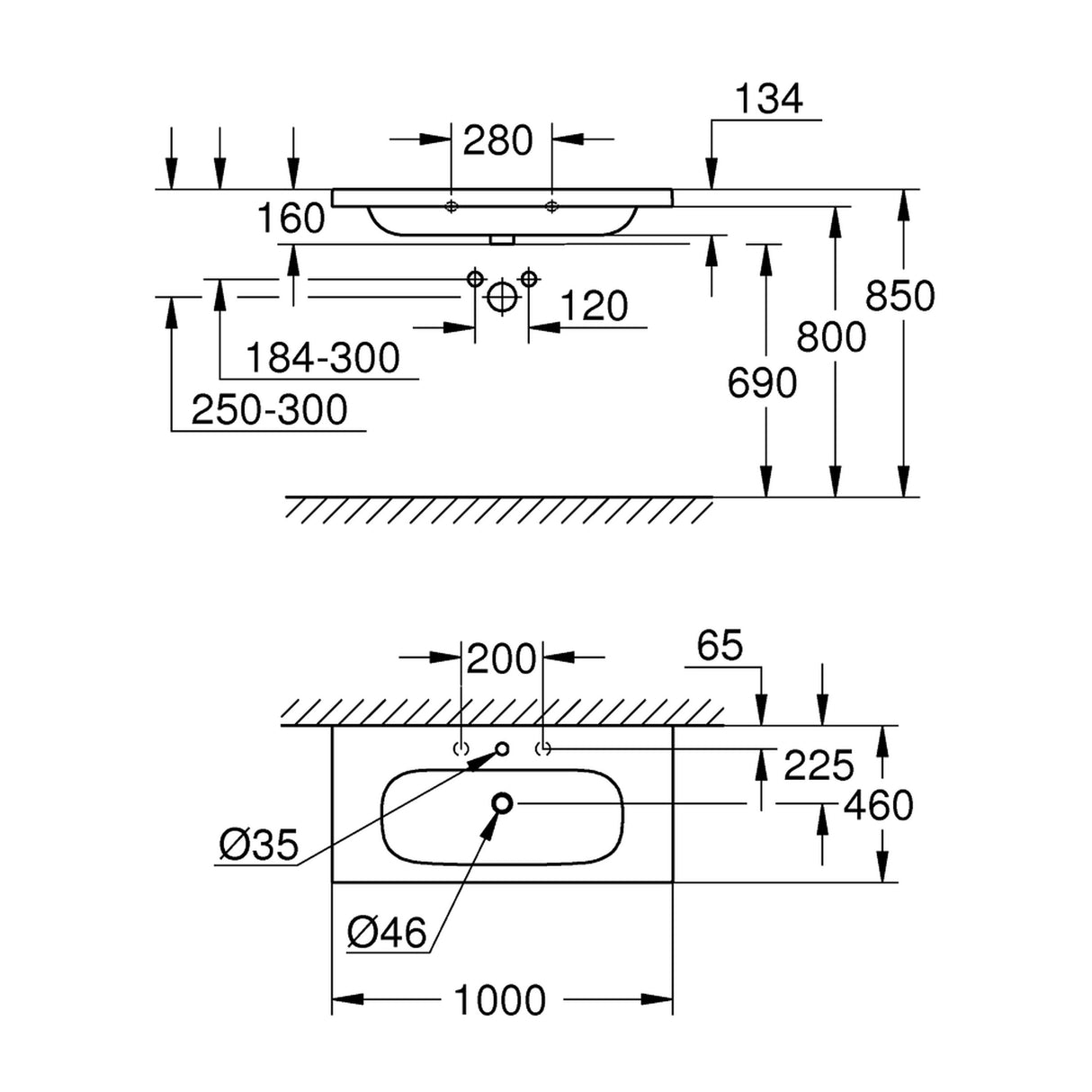 GROHE Plan vasque Euro Ceramic 100 cm x 46 cm technologie PureGuard blanc alpin
