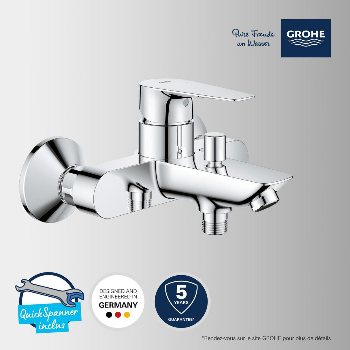 GROHE Mitigeur de bain-douche monocommande chrome Start Edge 24198001