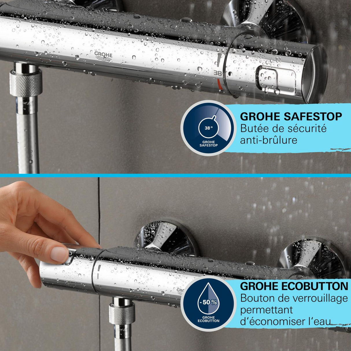 GROHE Mitigeur de douche thermostatique chrome Precision Start 34597001