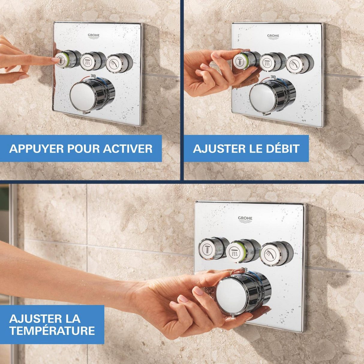 GROHE Pack douche encastrée SmartControl avec Vitalio SmartActive 310 Cube chrome 34875000