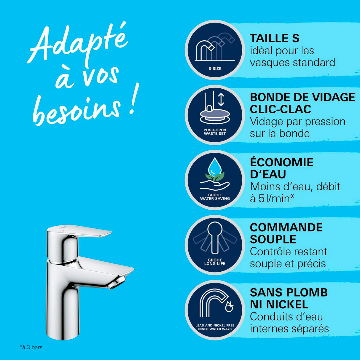 GROHE Start Edge Mitigeur monocommande Lavabo Taille S 24199001