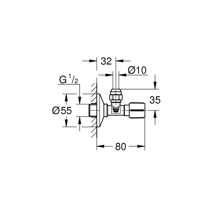 GROHE Robinet d'arrêt équerre 1/2 Nickel - 22037BE0