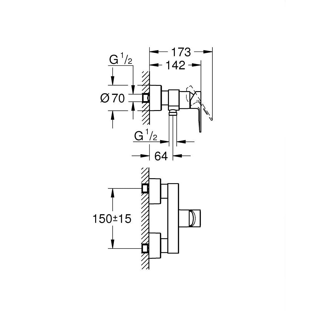 GROHE Mitigeur de douche Lineare Hard Graphite brossé