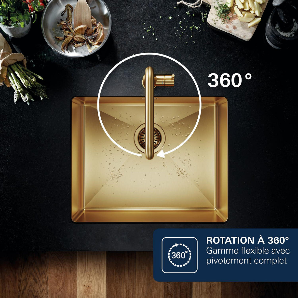 GROHE Mitigeur de cuisine monocommande avec douchette Start Cool Sunrise brossé