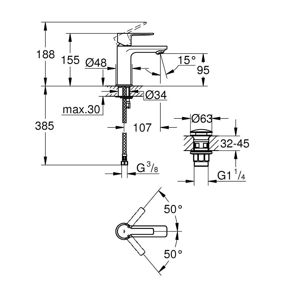 GROHE Mitigeur de lavabo Lineare XS sans tirette