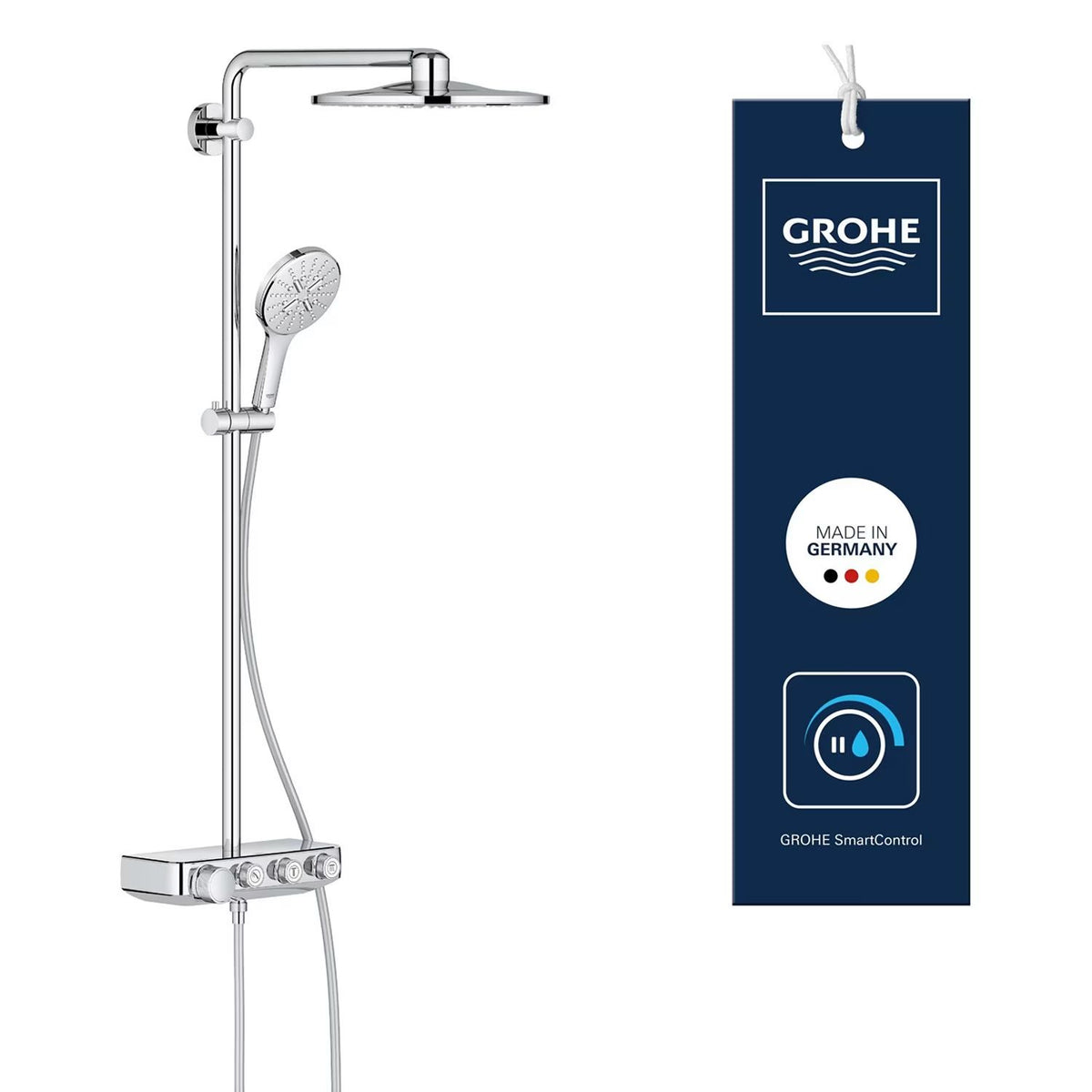 GROHE Colonne de douche Thermostatique SmartControl douche de tête 310 mm Xtra-Large 2 jets et douchette 3 jets - 1002797