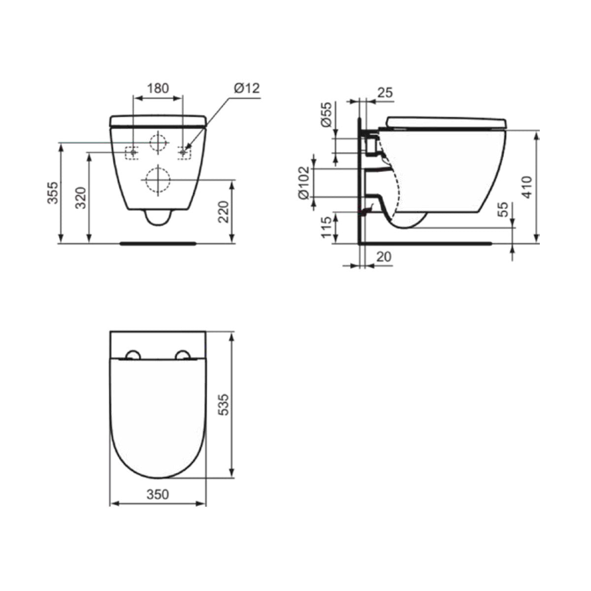 Pack WC suspendu caréné i.life O avec abattant recouvrant declipsable blanc