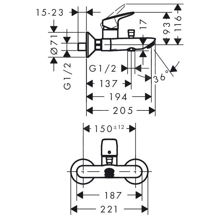 HANSGROHE Mitigeur de bain-douche Logis 71400000