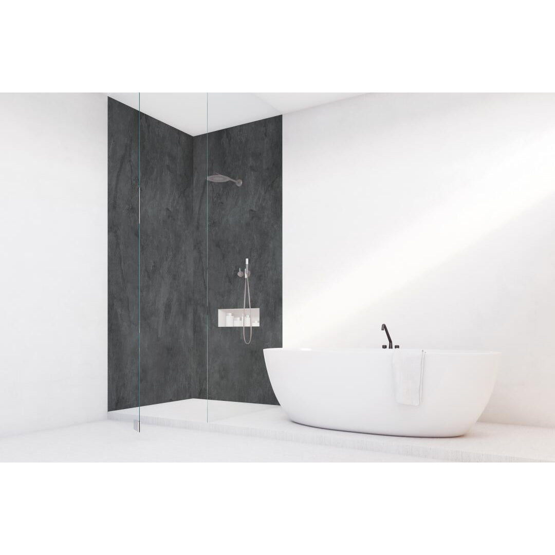 Panneau mural douche autoportant NICHEPANEL - Décor Béton Noir - Finition Mat