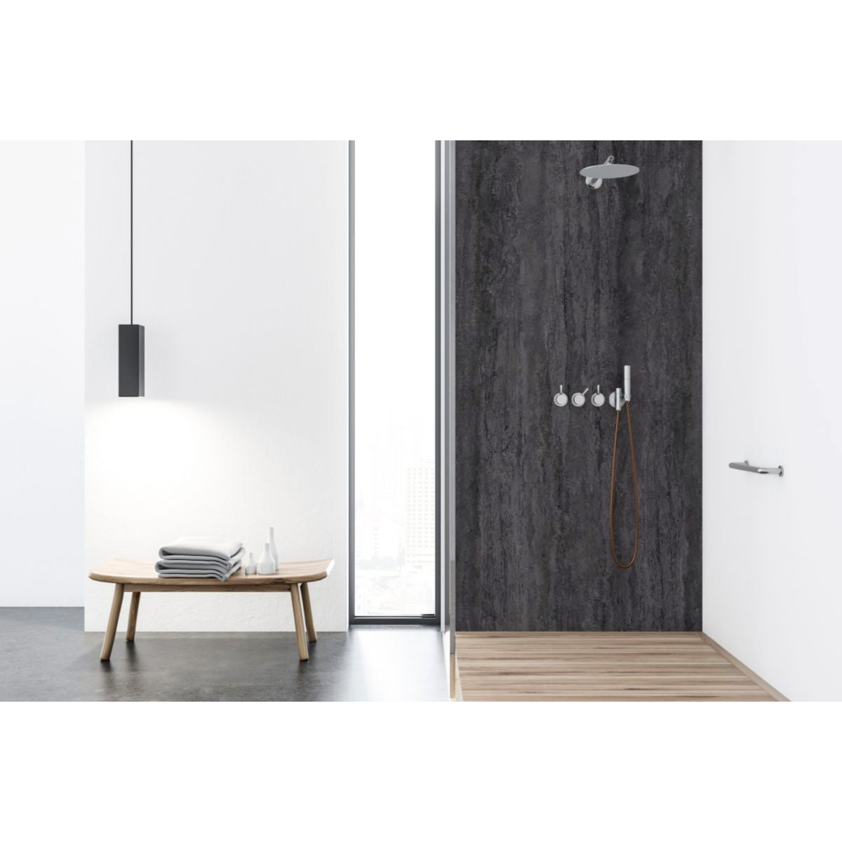 VIPANEL Panneau mural en alu-composite aspect pierre noir finition mat perlée