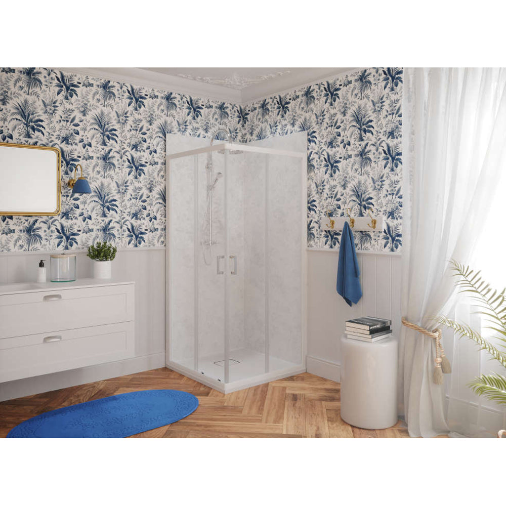 Panneau mural douche PREPANEL - Décor Marbre Blanc - Finition Mat