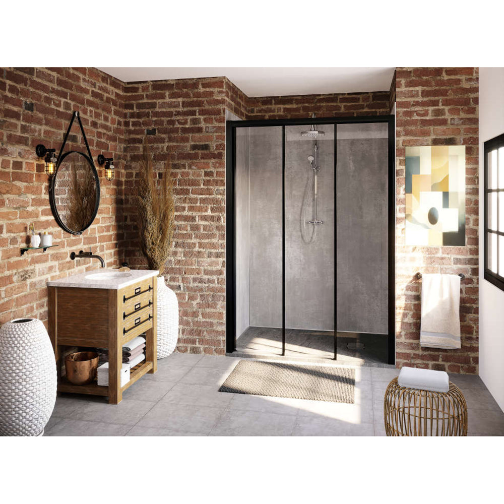 Panneau mural douche PREPANEL - Décor Béton Gris - Finition Mat