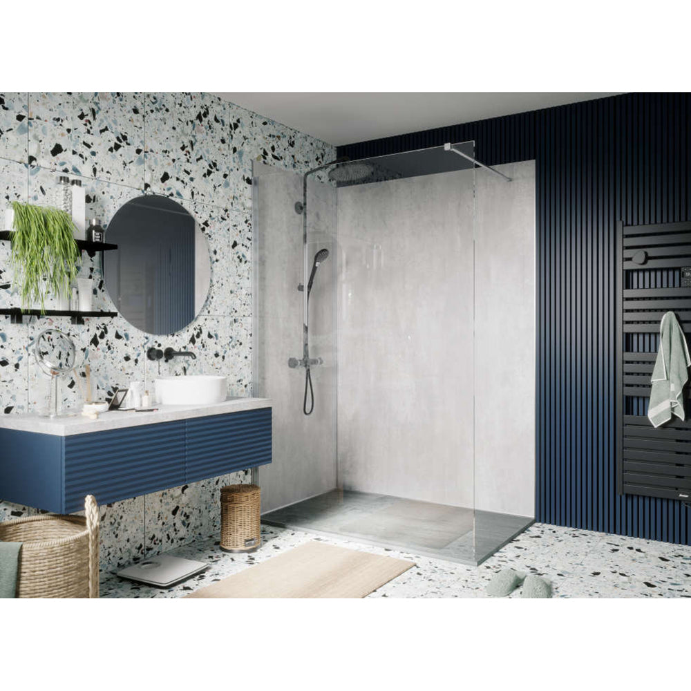 Panneau mural douche PREPANEL - Décor Béton Gris - Finition Mat