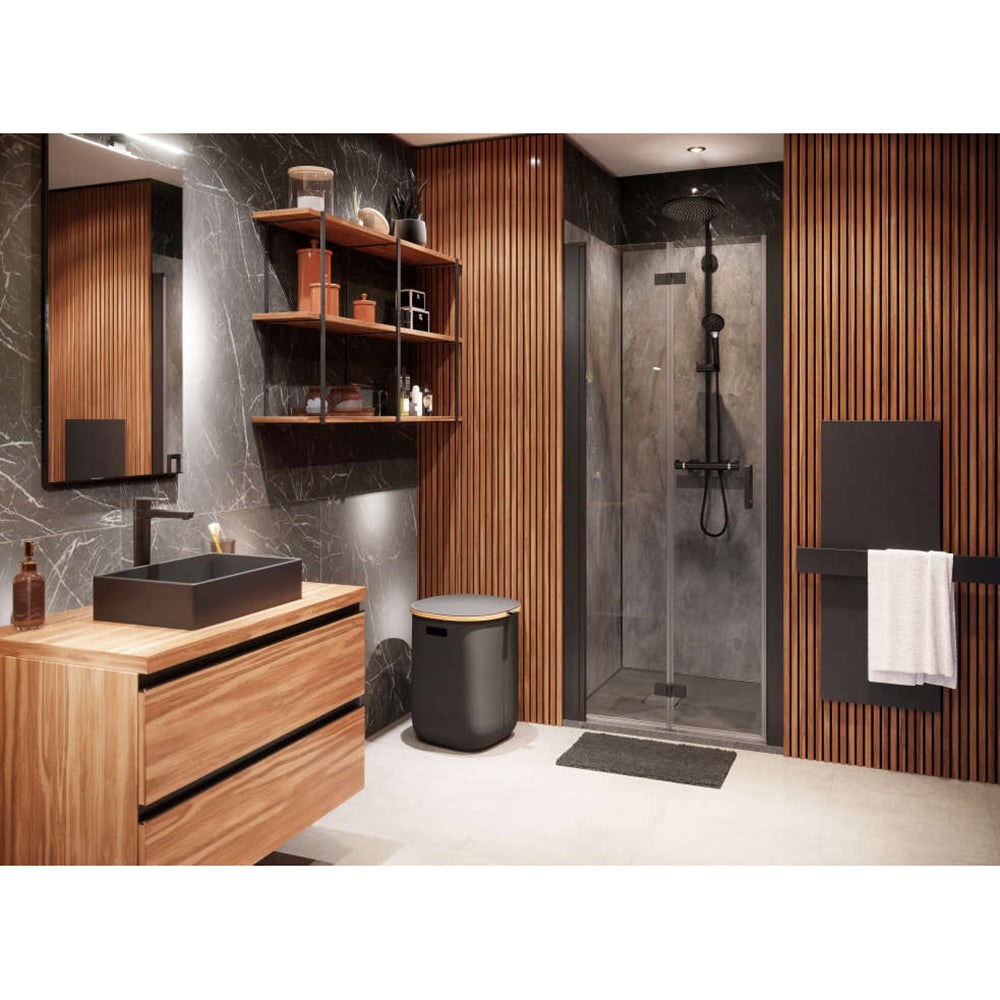 Panneau mural douche PREPANEL - Décor Béton Noir - Finition Mat
