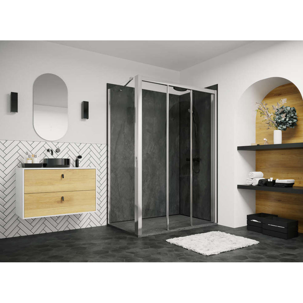 Panneau mural douche PREPANEL - Décor Béton Noir - Finition Mat