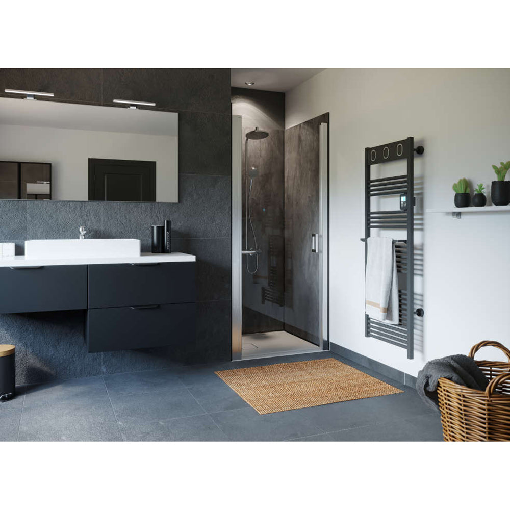 Panneau mural douche PREPANEL - Décor Béton Noir - Finition Mat