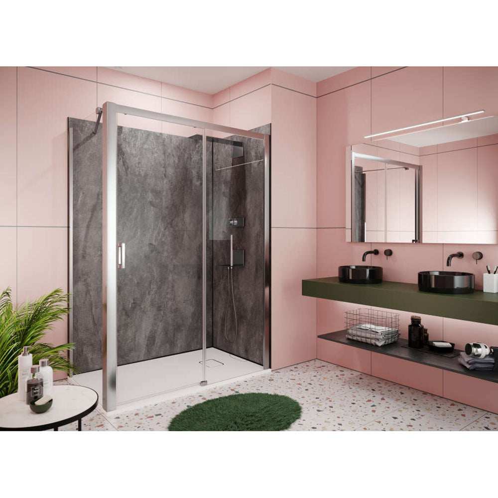 Panneau mural douche PREPANEL - Décor Béton Noir - Finition Mat