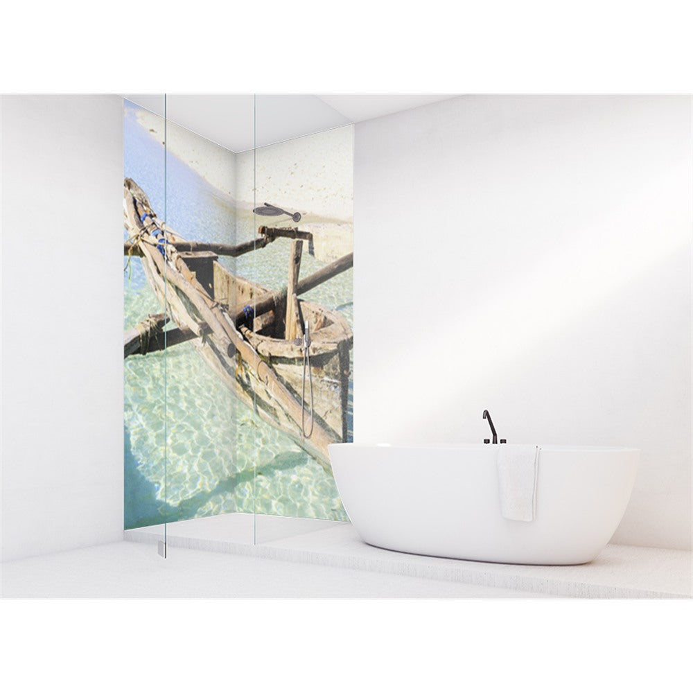 Panneau mural douche VIPANEL - Inspiration nature Bateau de pêcheur tropical - Finition brillant