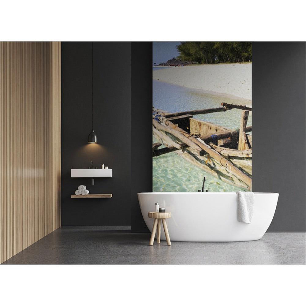 Panneau mural douche VIPANEL - Inspiration nature Bateau de pêcheur tropical - Finition brillant