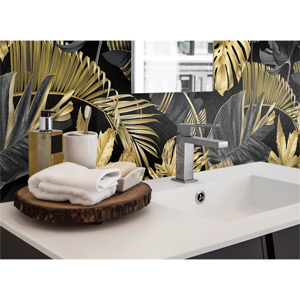 Panneau mural douche VIPANEL - Inspiration nature Feuillage doré - Finition velvet