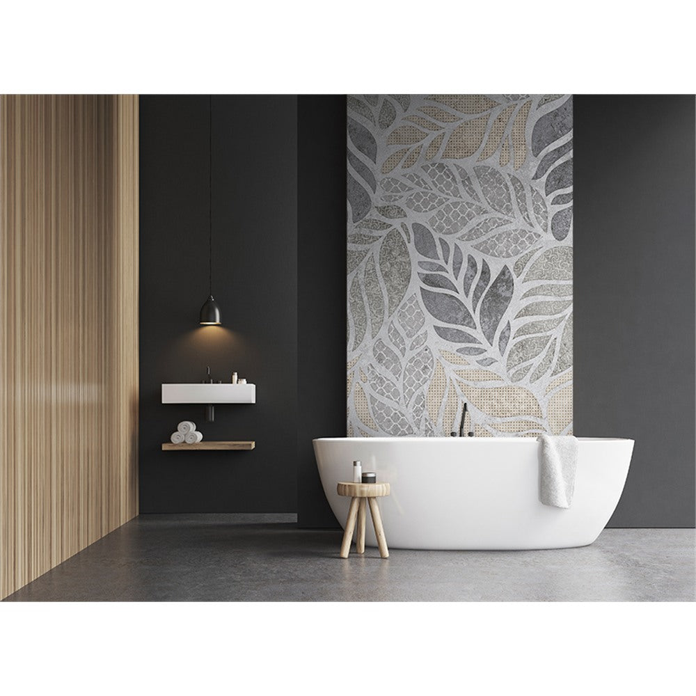 Panneau mural douche VIPANEL - Inspiration nature Feuillage gris - Finition mat