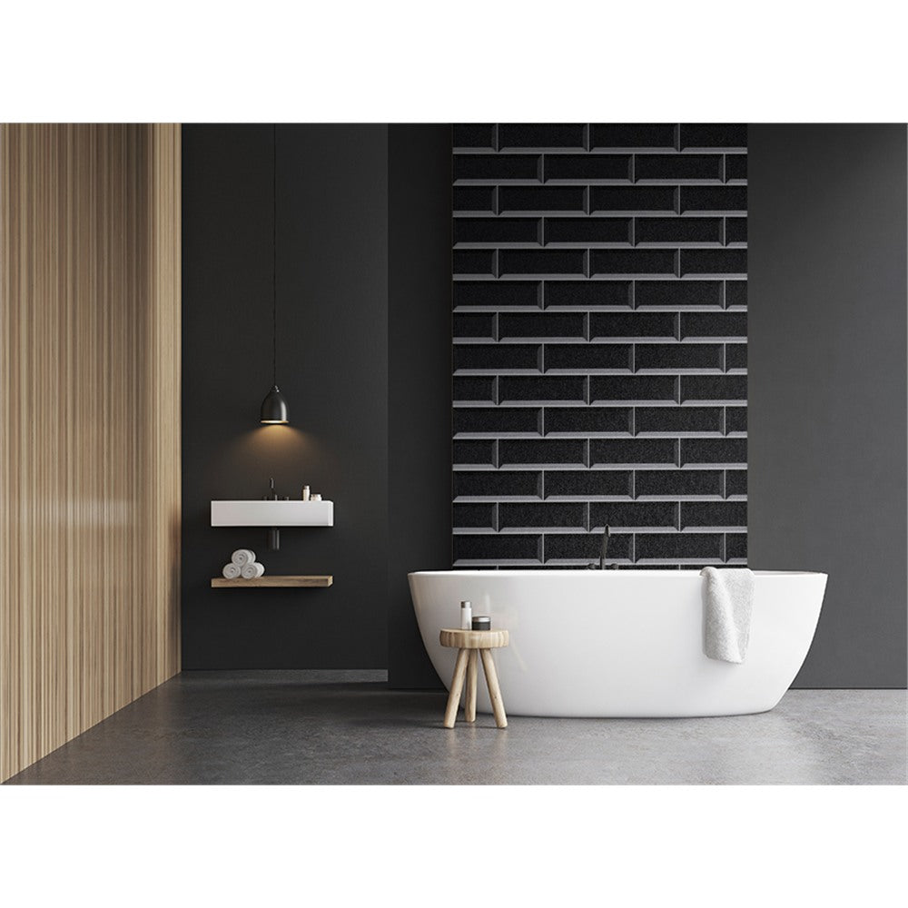 Panneau mural douche VIPANEL - Carrelage Rétro noir - Finition brillant