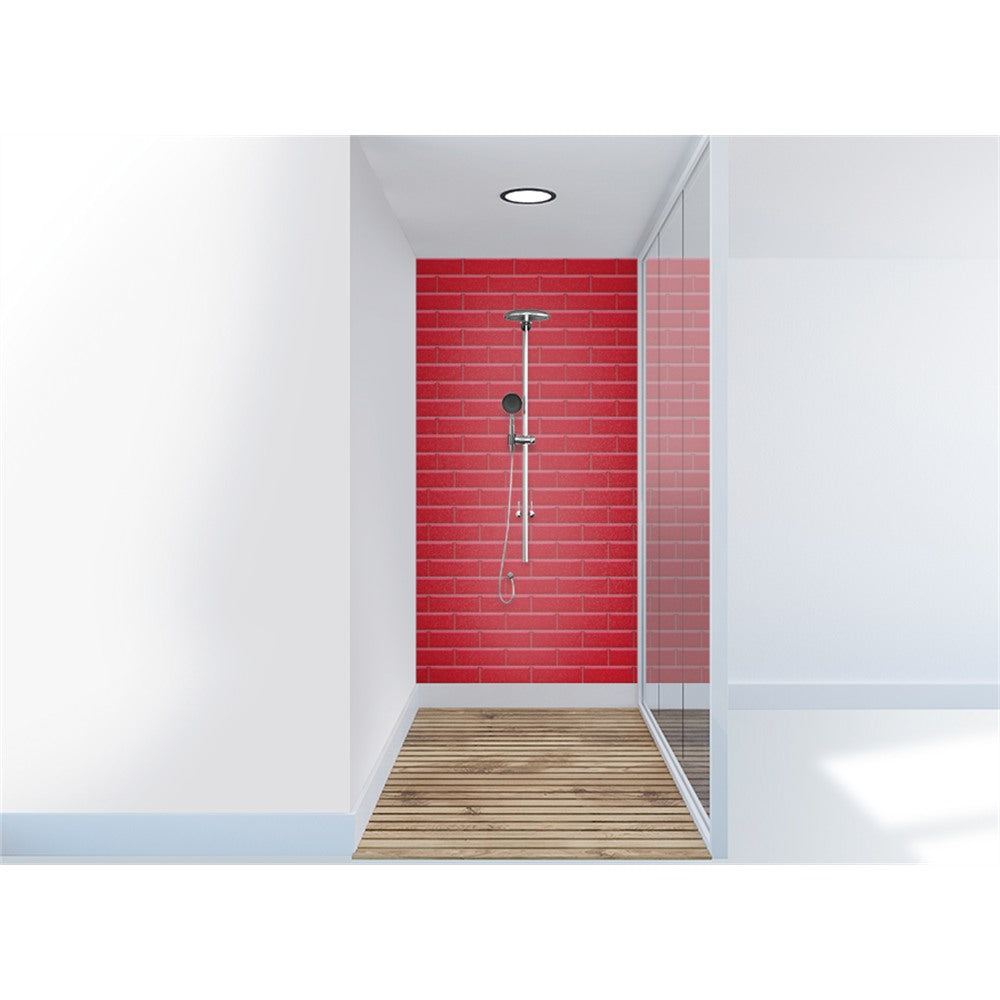 Panneau mural douche VIPANEL - Carrelage Rétro rouge - Finition brillant