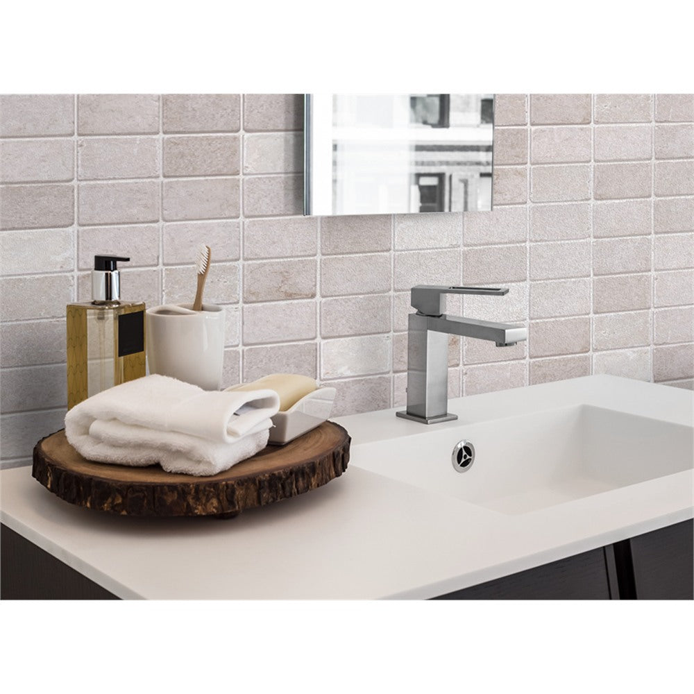 Panneau mural douche VIPANEL - Carrelage Mosaïque marbre greige - Finition brillant