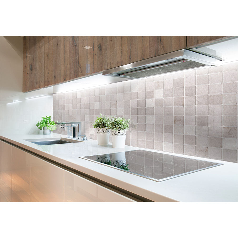 Panneau mural douche VIPANEL - Carrelage Mosaïque marbre greige - Finition brillant