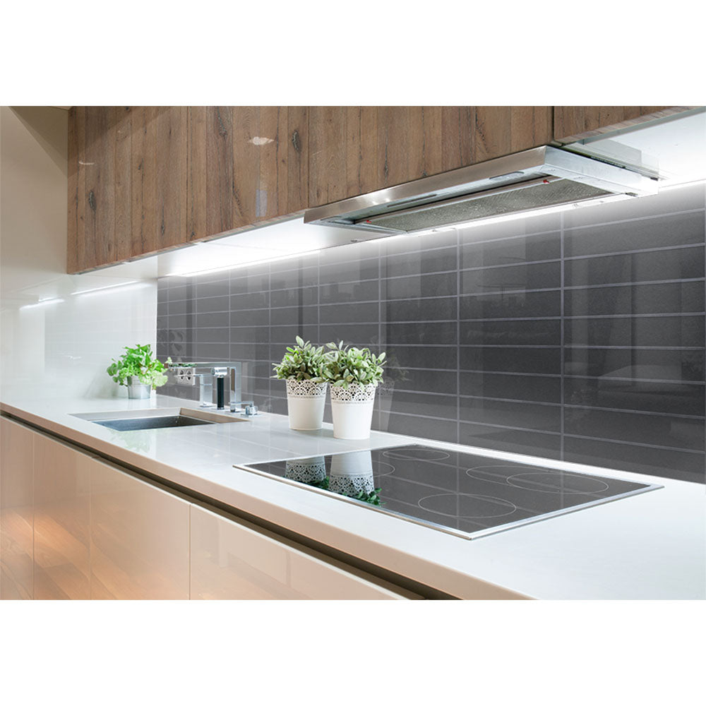 Panneau mural douche VIPANEL - Carrelage Pierre gris - Finition brillant
