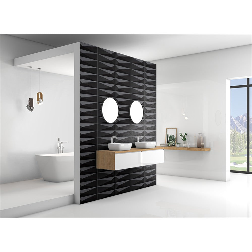 Panneau mural douche VIPANEL - Carrelage Avantgarde noir - Finition brillant