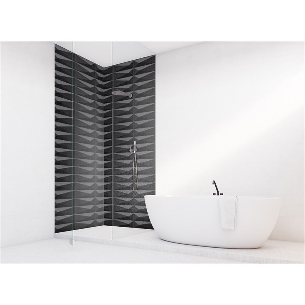 Panneau mural douche VIPANEL - Carrelage Avantgarde noir - Finition brillant