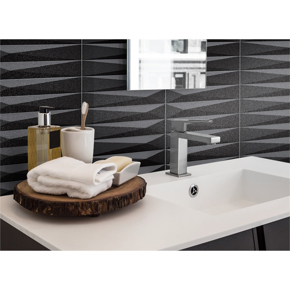 Panneau mural douche VIPANEL - Carrelage Avantgarde noir - Finition brillant