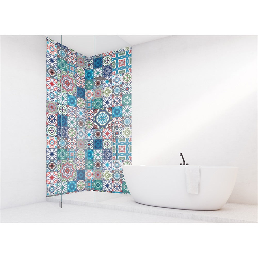 Panneau mural douche VIPANEL - Carrelage Aarreaux azur - Finition brillant