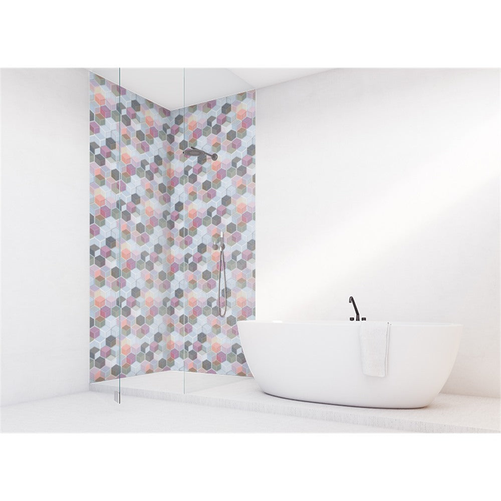 Panneau mural douche VIPANEL - Motif Cube pastel - Fintion velvet