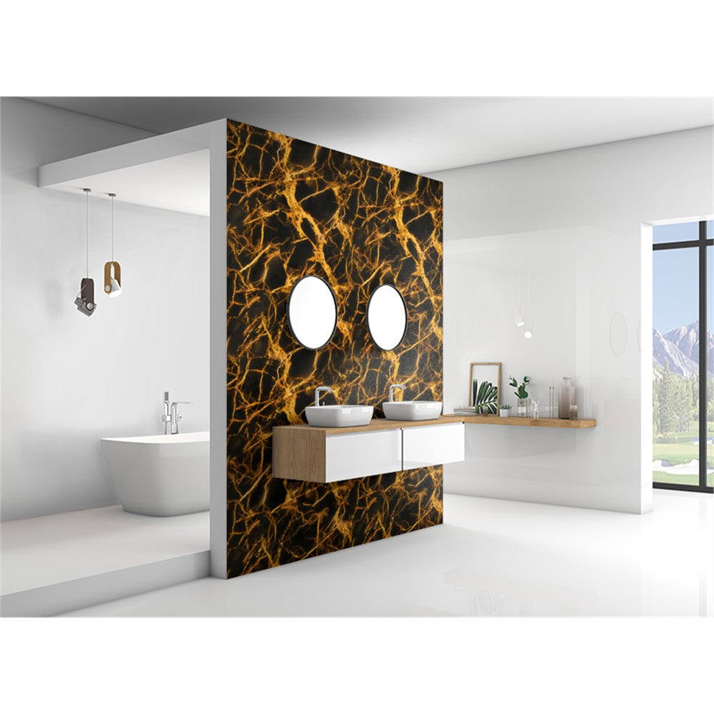 Panneau mural douche VIPANEL - Pierre Cristal jaune - Finition brillant