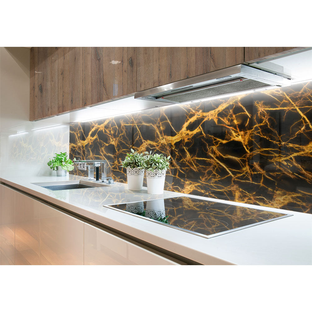 Panneau mural douche VIPANEL - Pierre Cristal jaune - Finition brillant
