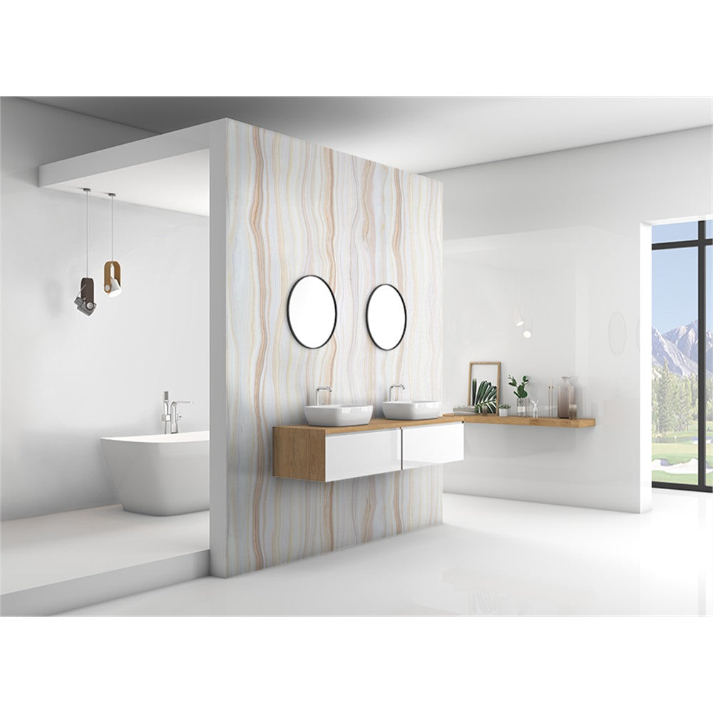 Panneau mural douche VIPANEL - Pierre Marbre naturel droit - Finition mat