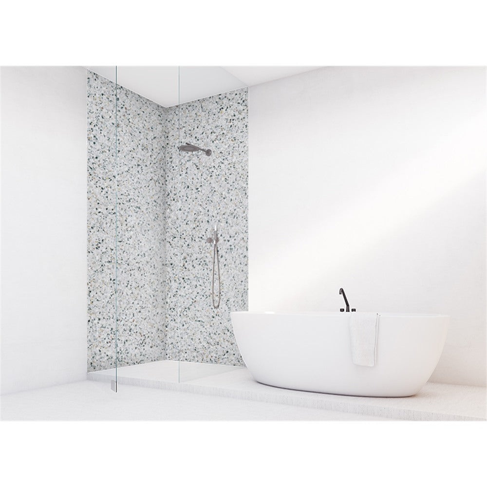 Panneau mural douche VIPANEL - Pierre Terrazzo classique gris - Finition mat