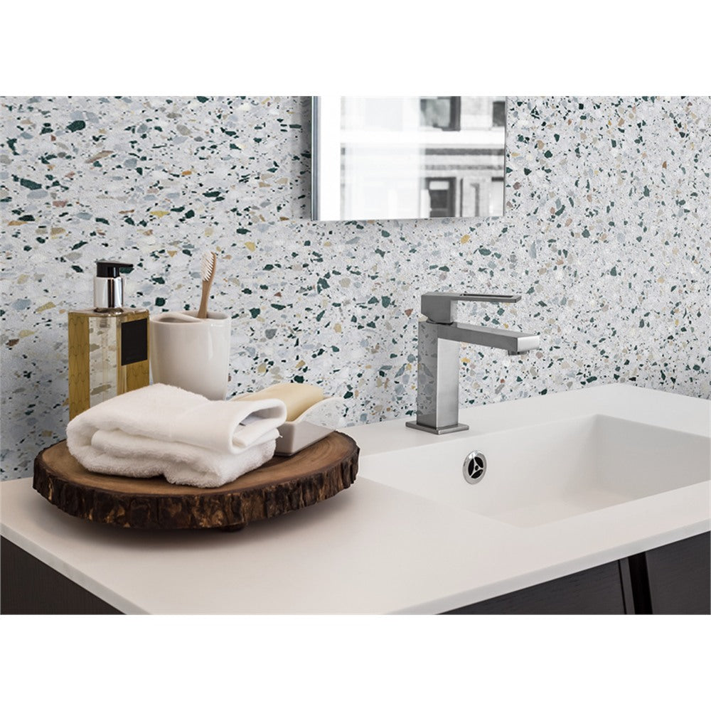 Panneau mural douche VIPANEL - Pierre Terrazzo classique gris - Finition mat
