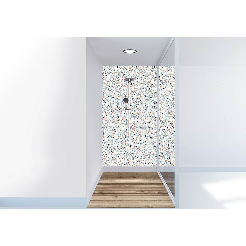 Panneau mural douche VIPANEL - Pierre terrazzo bleu - Finition - Finition mat