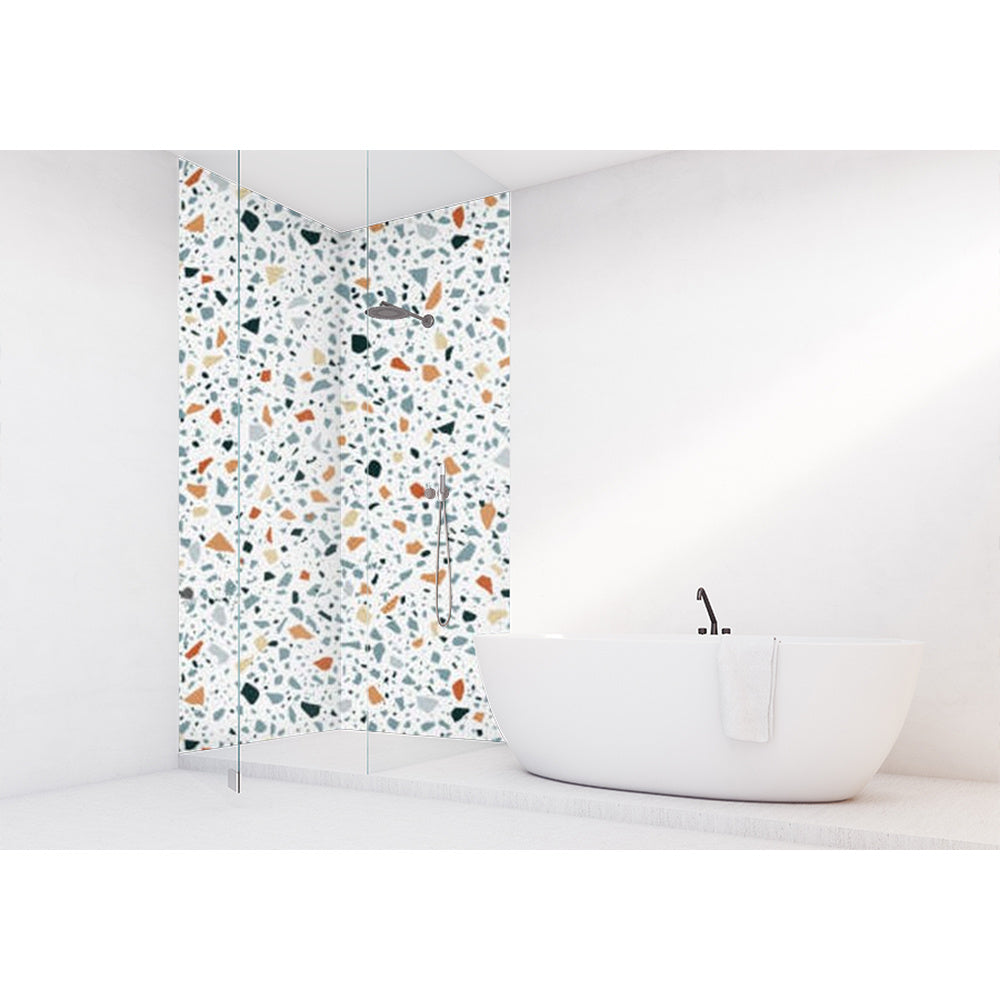 Panneau mural douche VIPANEL - Pierre terrazzo bleu - Finition - Finition mat