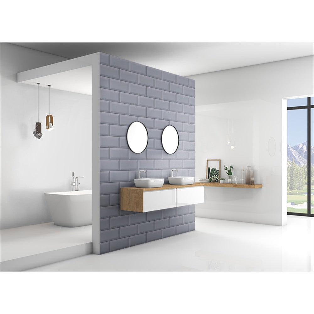 Panneau mural douche VIPANEL - Carrelage Berlin gris - Finition - Finition brillant