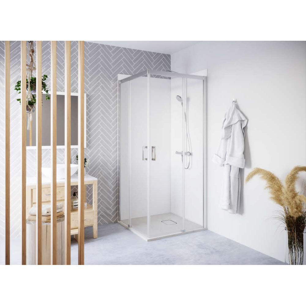 Panneau mural douche autoportant NICHEPANEL - Couleur Unie Blanc - Finition Mat - Sans niche